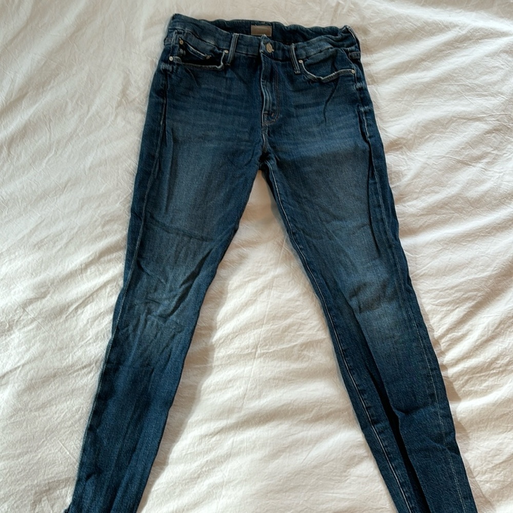 Mother Denim Jeans The Looker Ankle Fray Skinny Jeans in Gutterpunk size 29